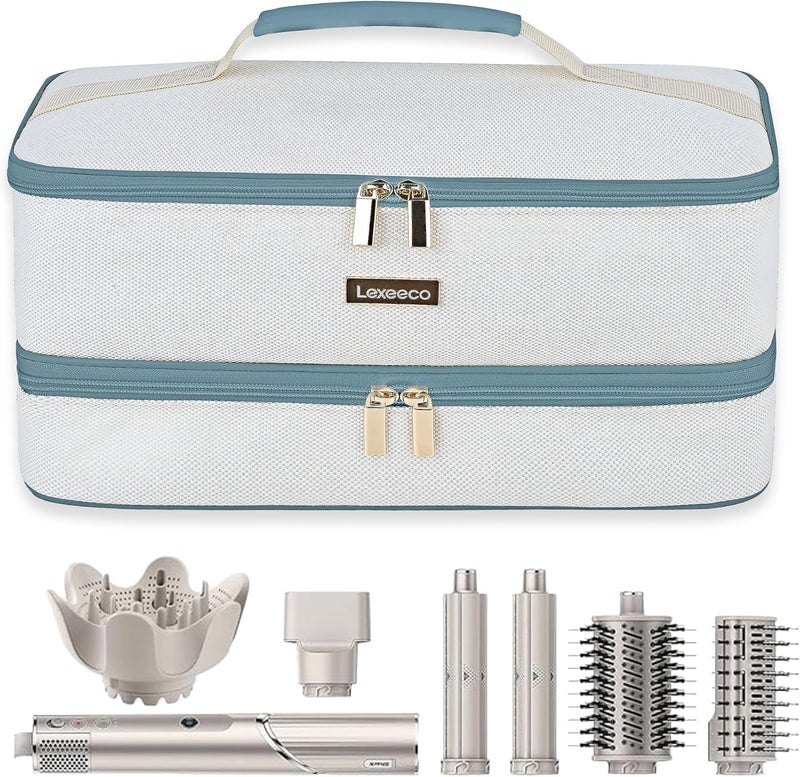 Lexeeco Travel Carrying Case for Shark FlexStyle Attachments & Dyson Airwrap, Hair Dryer Case, Double Layer, Teal - Image 1